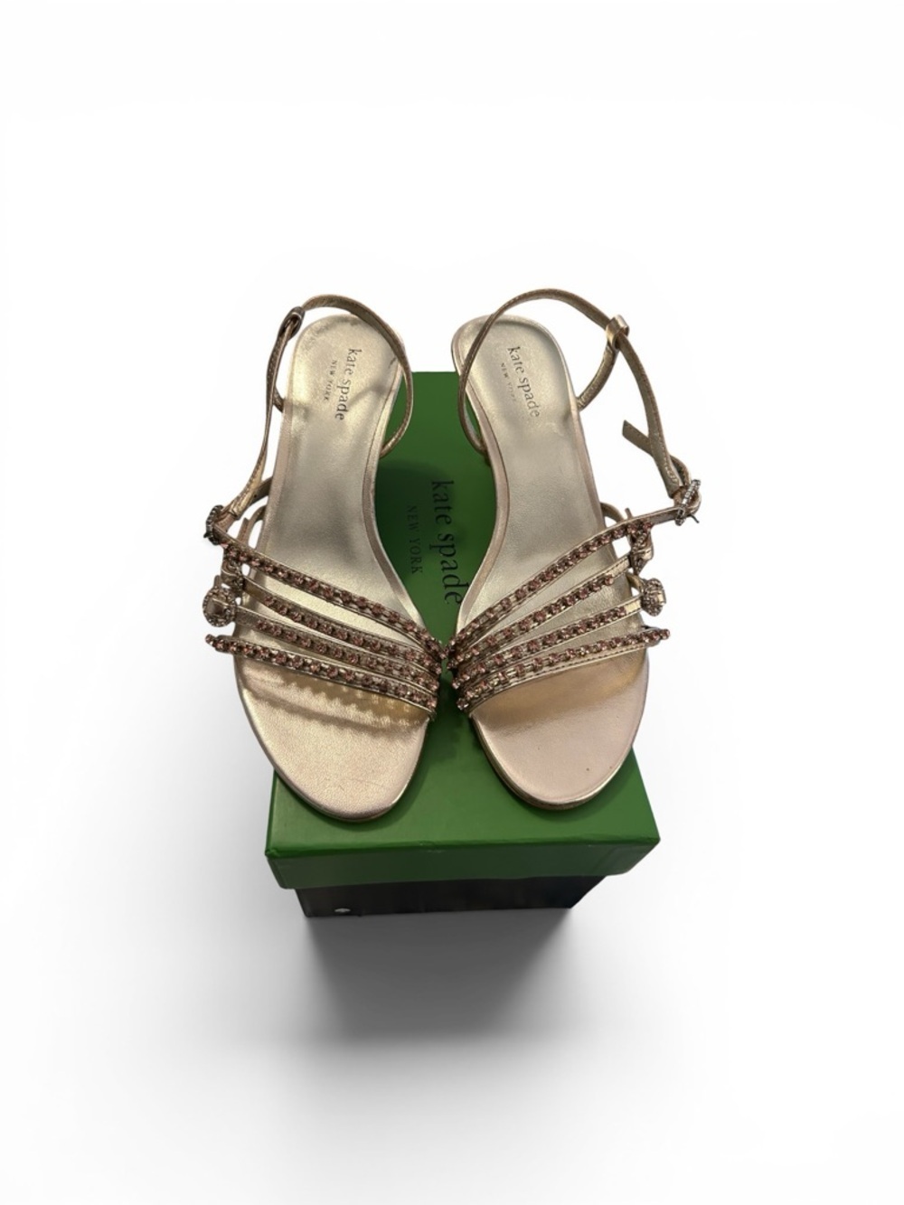 Kate Spade Rose Gold jeweled Slingback Heels - Picture 13 of 14